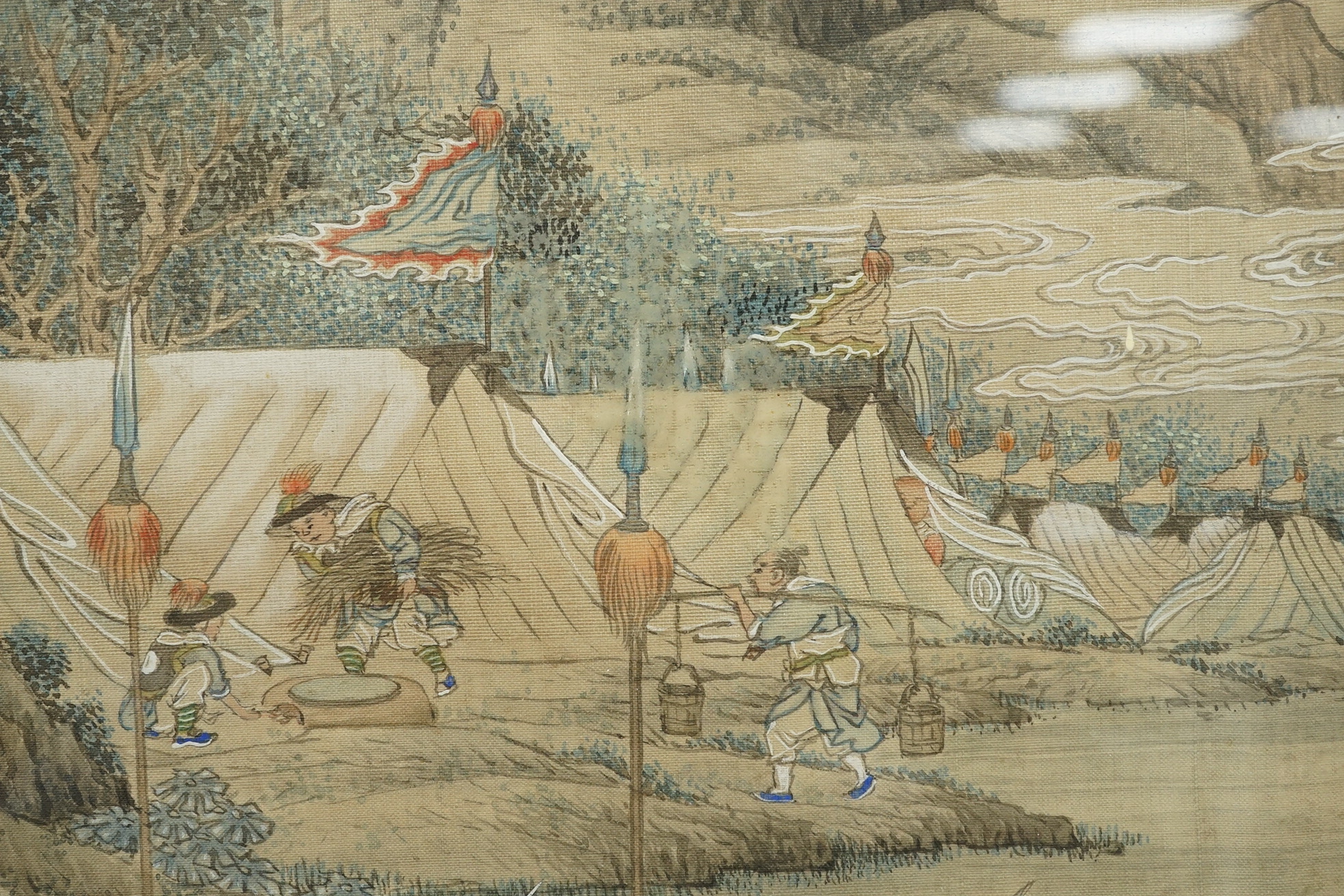 Chinese School , (late 19th century), Princes from the dominions paying homage to the Emperor, ink and watercolour on silk, calligraphic inscription, 79.5cm x 79.5cm